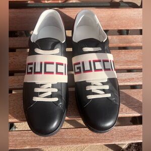 Gucci Black and Cream Logo Sneakers